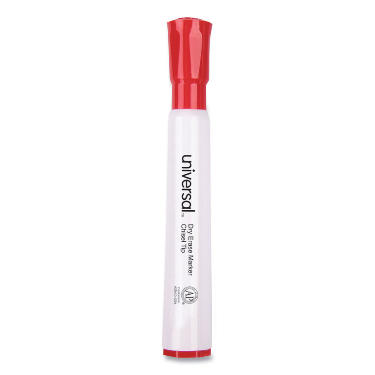 Dry Erase Marker, Broad Chisel Tip, Red, Dozen - UNV43652