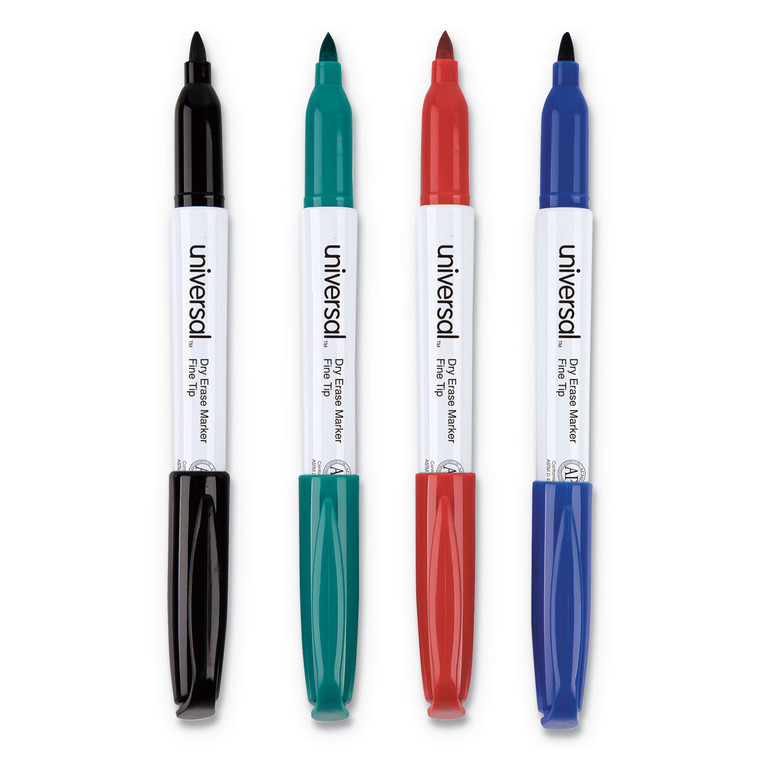 Pen Style Dry Erase Marker, Fine Bullet Tip, Assorted Colors, 4/set - UNV43670