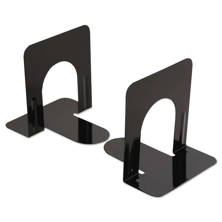 Economy Bookends, Standard, 4 3/4 X 5 1/4 X 5, Heavy Gauge Steel, Black - UNV54051