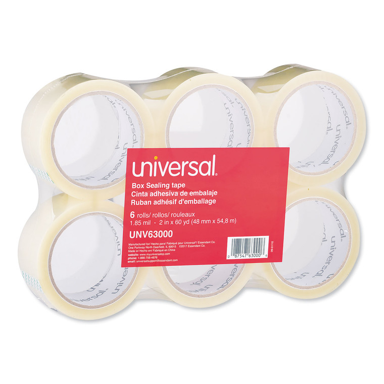 General-Purpose Box Sealing Tape, 3" Core, 1.88" X 60 Yds, Clear, 6/pack - UNV63000