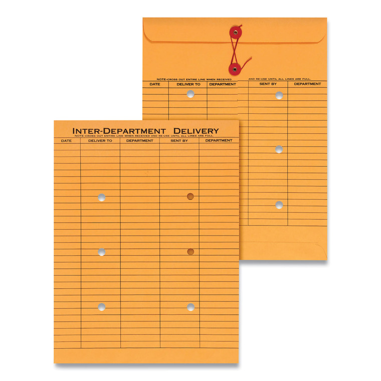 String And Button Interoffice Envelope, #97, Two-Sided Five-Column Format, 10 X 13, Light Brown Kraft, 100/box - UNV63568