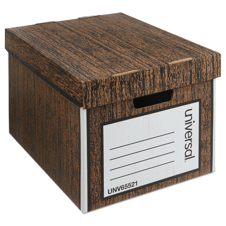Heavy-Duty Easy Assembly Storage Box, Letter/legal Files, Woodgrain, 12/carton - UNV65521