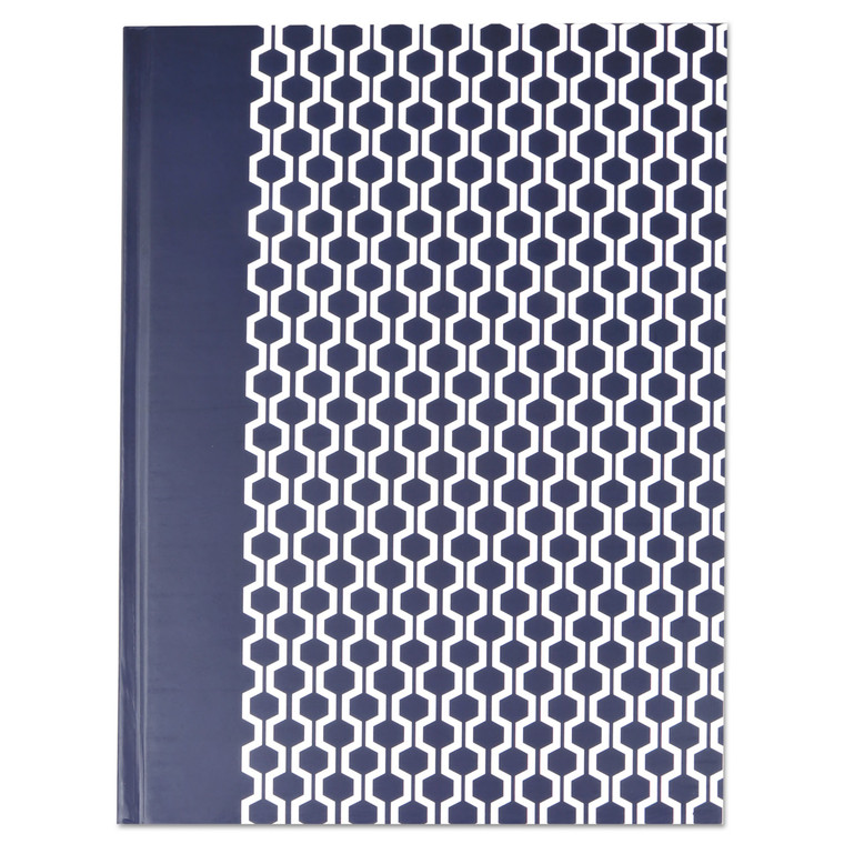 Casebound Hardcover Notebook, 1 Subject, Wide/legal Rule, Dark Blue/white Cover, 10.25 X 7.63, 150 Sheets - UNV66351