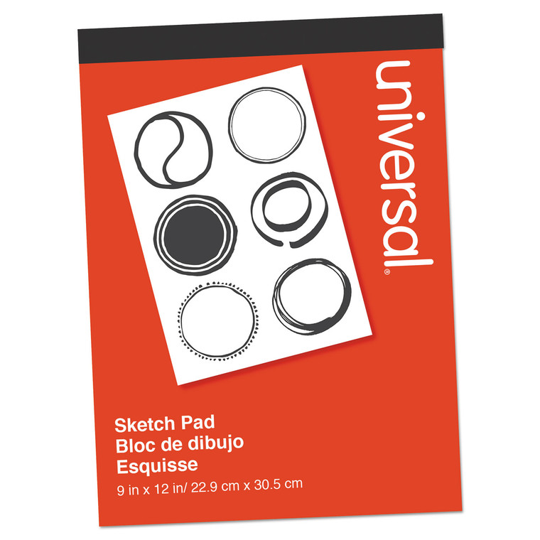 Sketch Pad, Unruled, Red Cover, 70 White 9 X 12 Sheets - UNV66370