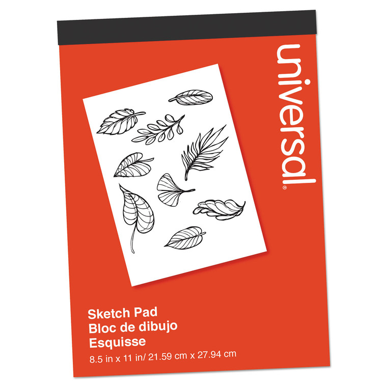 Sketch Pad, Unruled, Red Cover, 70 White 8.5 X 11 Sheets - UNV66371