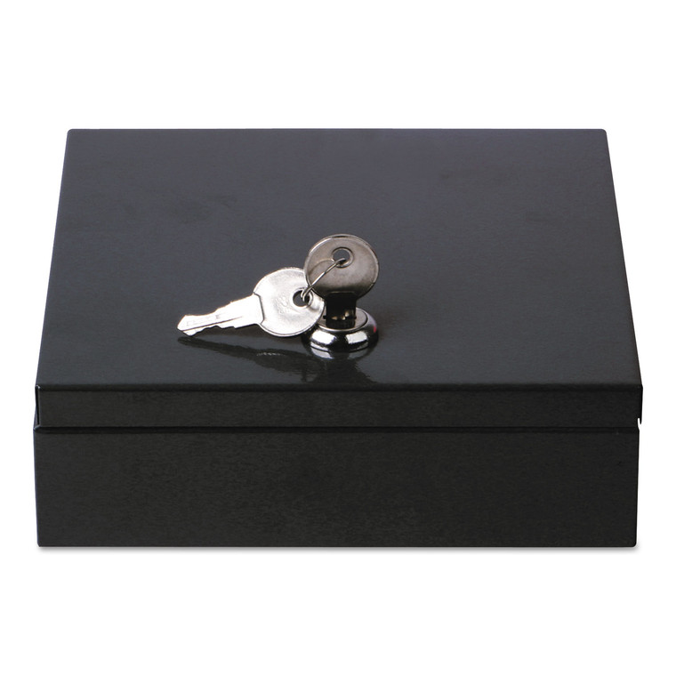 Space-Saving Steel Security Box, Cash, Coin Compartments, 6.75 X 6.78 X 2, Black - UNV69000