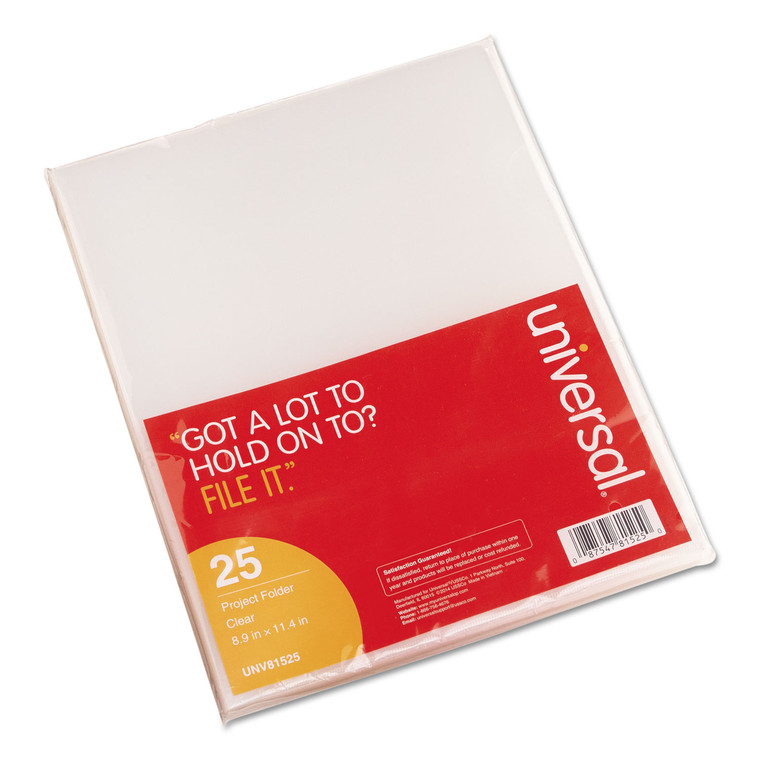 Project Folders, Letter Size, Clear, 25/pack - UNV81525