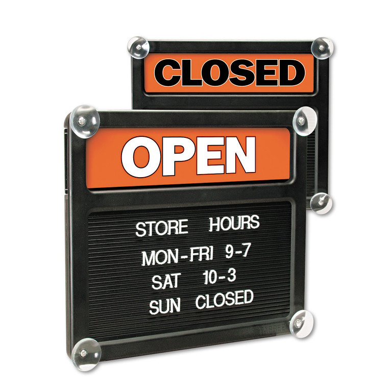 Double-Sided Open/closed Sign W/plastic Push Characters, 14 3/8 X 12 3/8 - USS3727