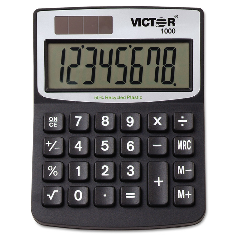 1000 Minidesk Calculator, Solar/battery, 8-Digit Lcd - VCT1000