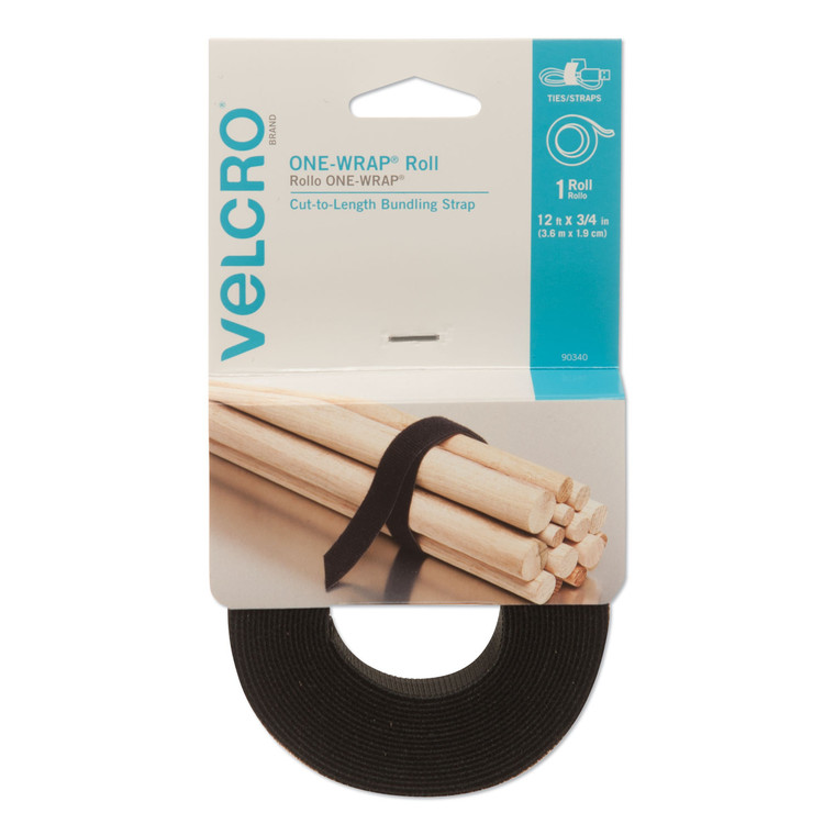 One-Wrap Pre-Cut Standard Ties, 0.75" X 12", Black - VEK90340