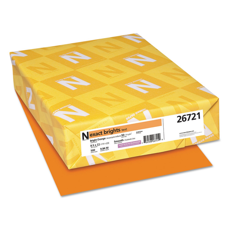 Exact Brights Paper, 20lb, 8.5 X 11, Bright Orange, 500/ream - WAU26721