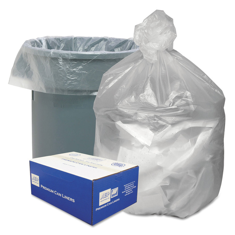 Waste Can Liners, 45 Gal, 10 Microns, 40" X 46", Natural, 250/carton - WBIGNT4048