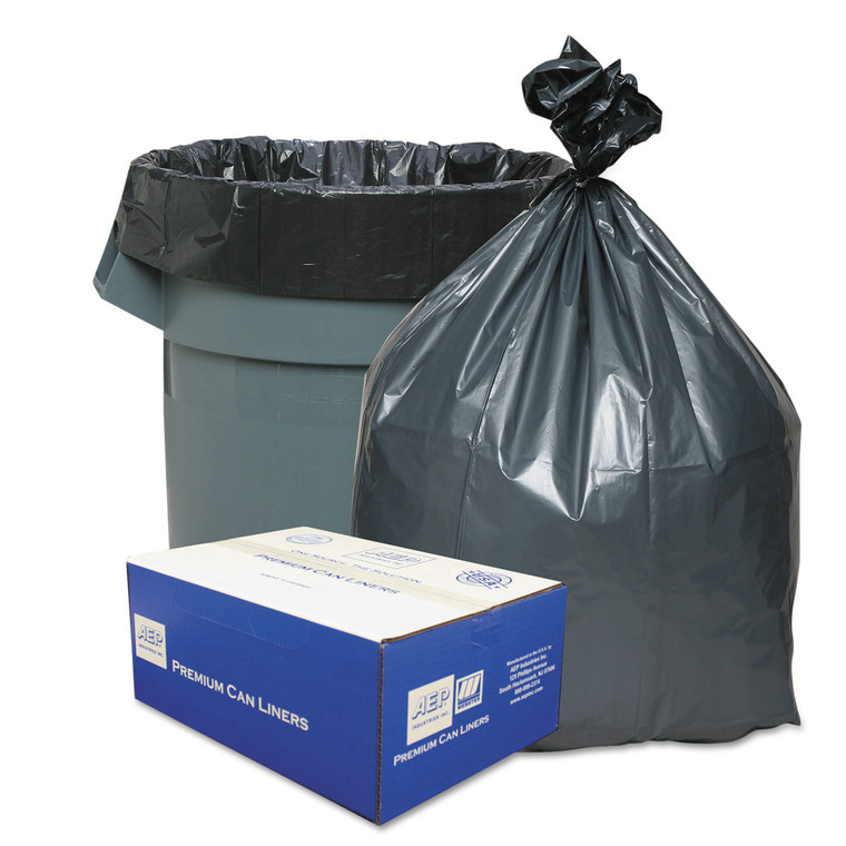 Can Liners, 56 Gal, 1.55 Mil, 43" X 48", Gray, 50/carton - WBIPLA4770