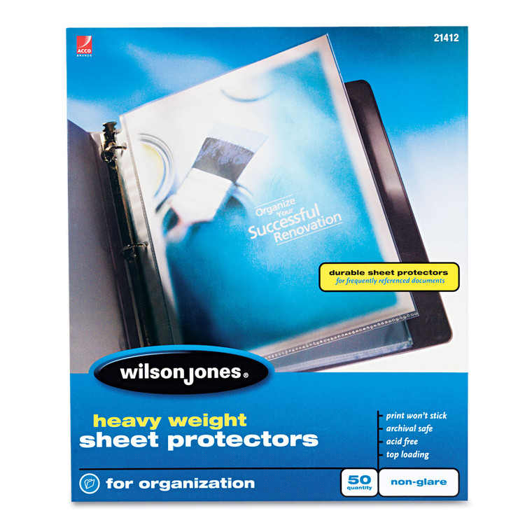 Heavyweight Top-Loading Sheet Protectors, Nonglare Finish, Letter, 50/box - WLJ21412