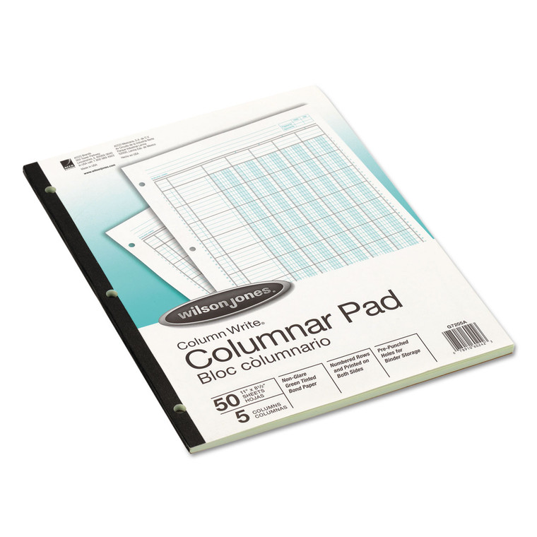 Accounting Pad, (5) 8-Unit Columns, 8.5 X 11, Light Green, 50-Sheet Pad - WLJG7205A