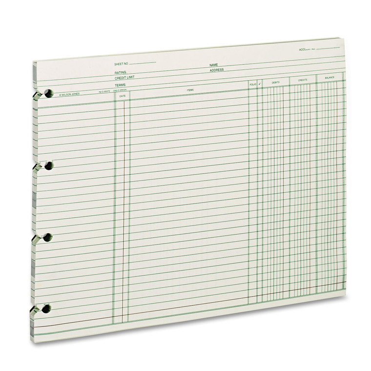 Accounting Sheets, 9.25 X 11.88, Green, Loose Sheet, 100/pack - WLJGN2D