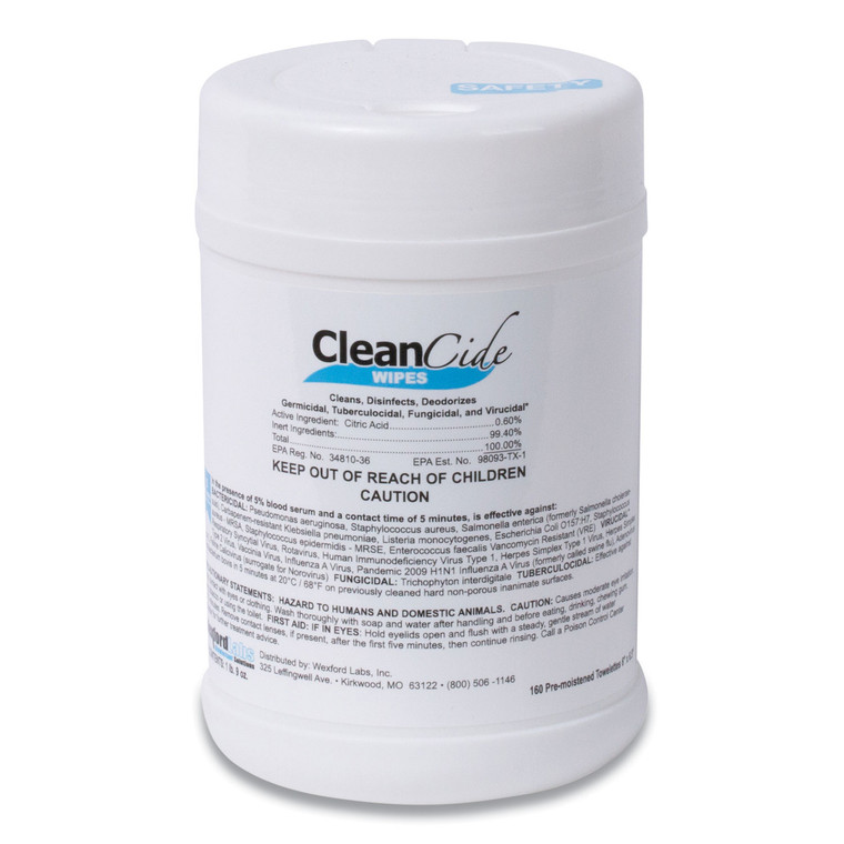 Cleancide Disinfecting Wipes, Fresh Scent, 6.5 X 6, 160/canister - WXF3130C160EA