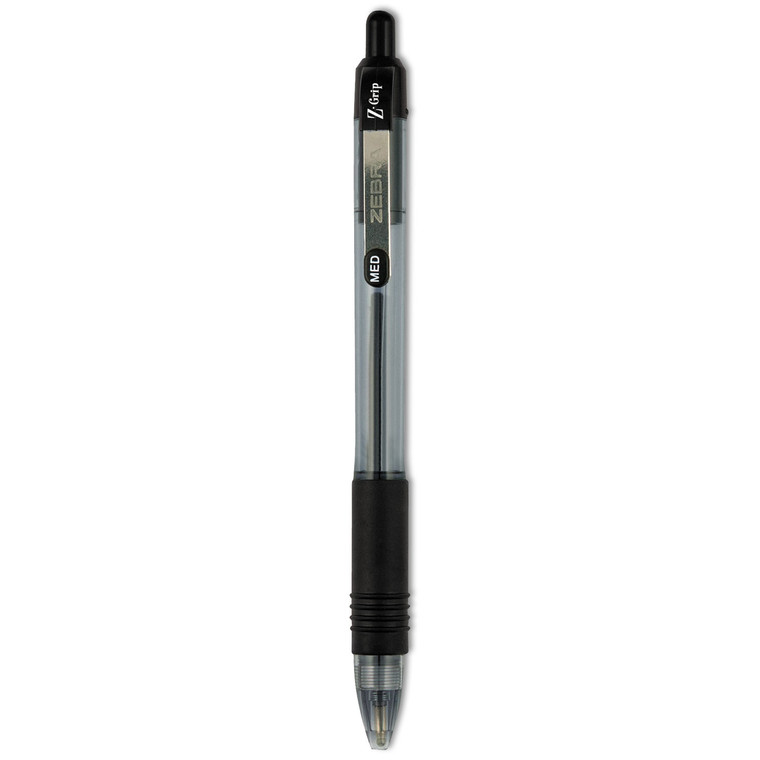 Z-Grip Ballpoint Pen, Retractable, Medium 1 Mm, Black Ink, Clear Barrel, Dozen - ZEB22210