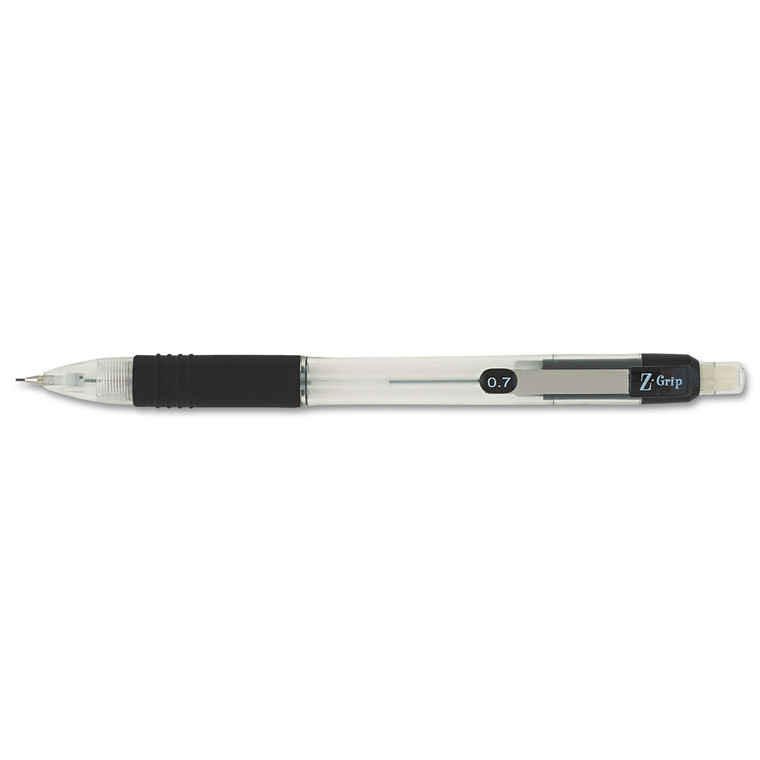 Z-Grip Mechanical Pencil, 0.7 Mm, Hb (#2.5), Black Lead, Clear/black Grip Barrel, Dozen - ZEB52410