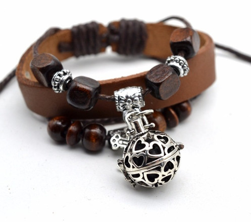 Aromatherapy Bracelet Brown with Lava Stone
