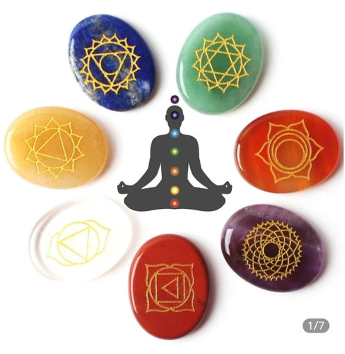 7 Chakra Stone with Symbols Set 7 Chakra Stone with Symbols Set