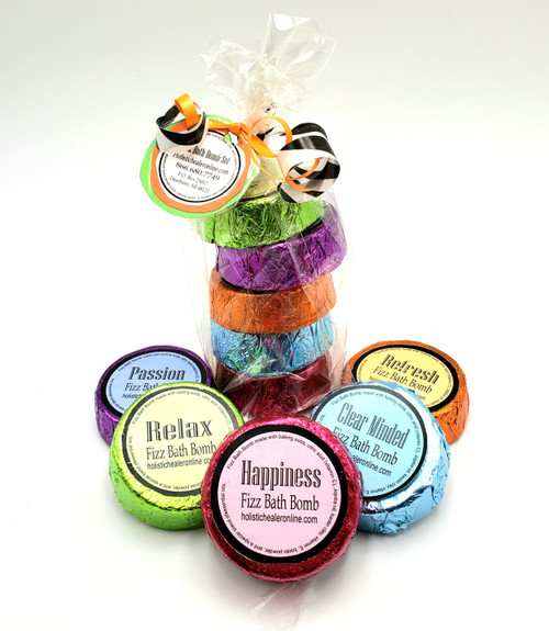 Holistic healer fizz bath bombs come in 5 different blends. Purchase a gift pack that includes 1 of each blend for $10.00 save $2.50 Holistic healer fizz bath bombs come in 5 different blends. Purchase a gift pack that includes 1 of each blend for $10.00 save $2.50