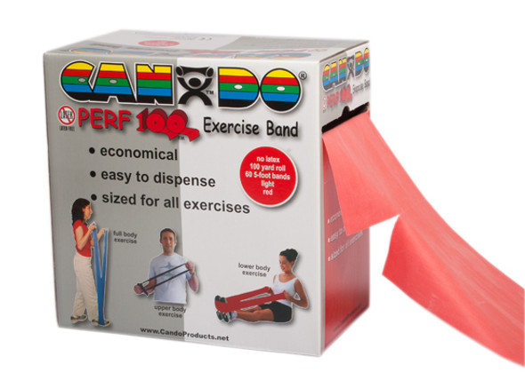 CanDo Latex Free Exercise Band - 100 yard Perf 100 roll - Red - light