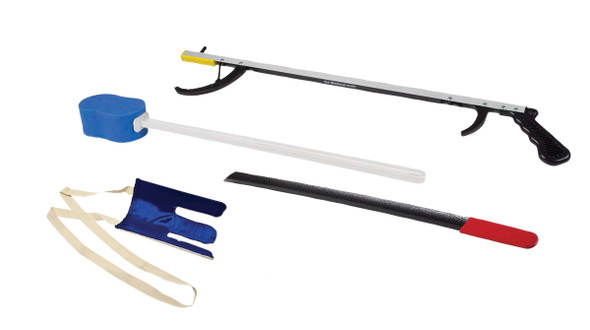 FabLife Hip Kit: 32" reacher, contoured sponge, flexible sock aid, 24" metal shoehorn