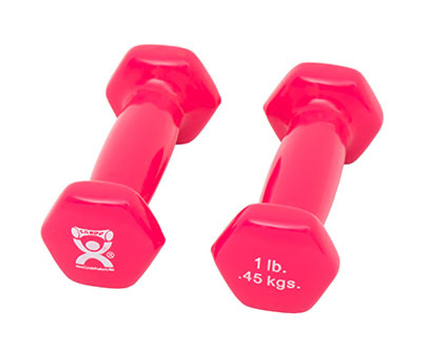 CanDo Vinyl Coated Dumbbell, Pink (1 lb), Pair