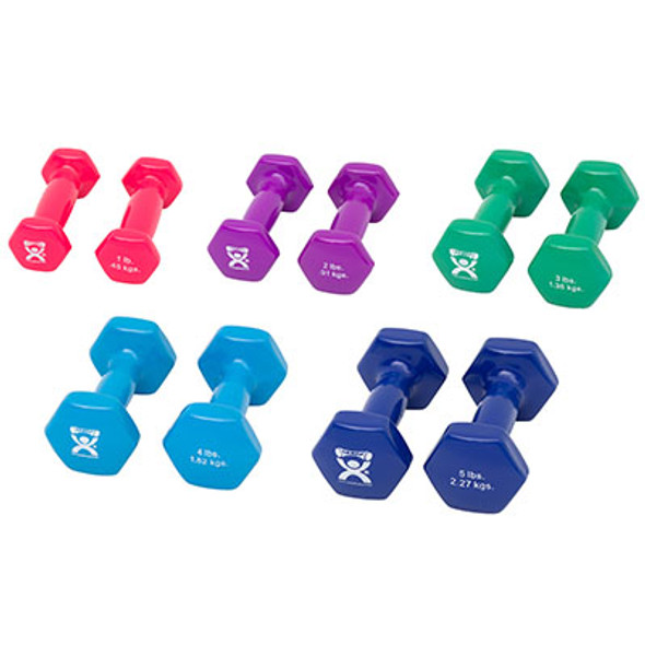 CanDo Vinyl Coated Dumbbell, 10 Piece Set (2 Each: 1, 2, 3, 4, 5 lb)