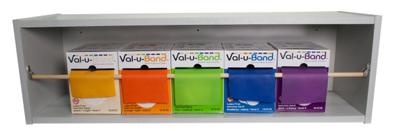Val-u-Band Resistance Bands, Dispenser Roll, 50 Yds., 5-Piece Set, Peach, Orange, Lime, Blueberry, Plum, Dispenser Rack Included, Latex-Free