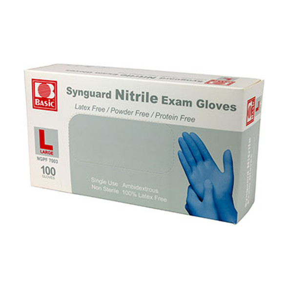 Nitrile Exam Gloves, Latex-Free, Blue, Large, Each (100 pieces per box)