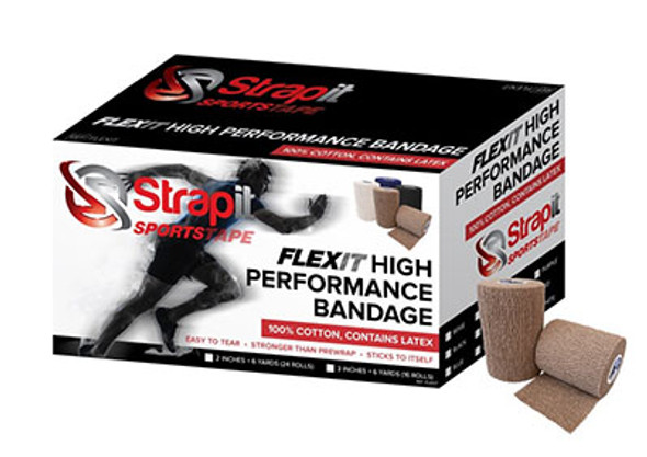Strapit SPORTSTAPE, Flexit High Performance Bandage, 3 in x 6 yrd Roll, Case of  16 Roll, Tan