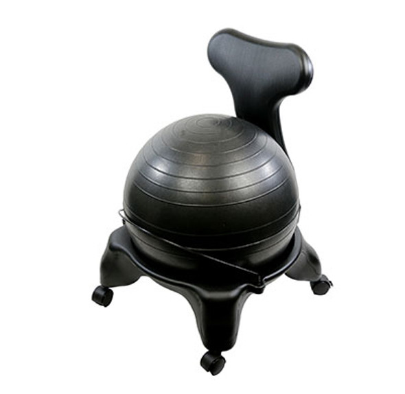 CanDo Ball Chair - Plastic - Mobile - with Back - Adult Size - with 22" Black Ball