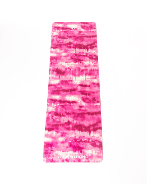 Yoga Strong, Yoga Mat 72" x 24", Pink Tie Dye