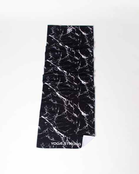 Yoga Strong, Anti Slip Towel, Black Marble