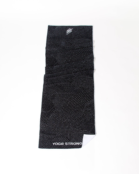 Yoga Strong, Anti Slip Towel, Black Polka Dot