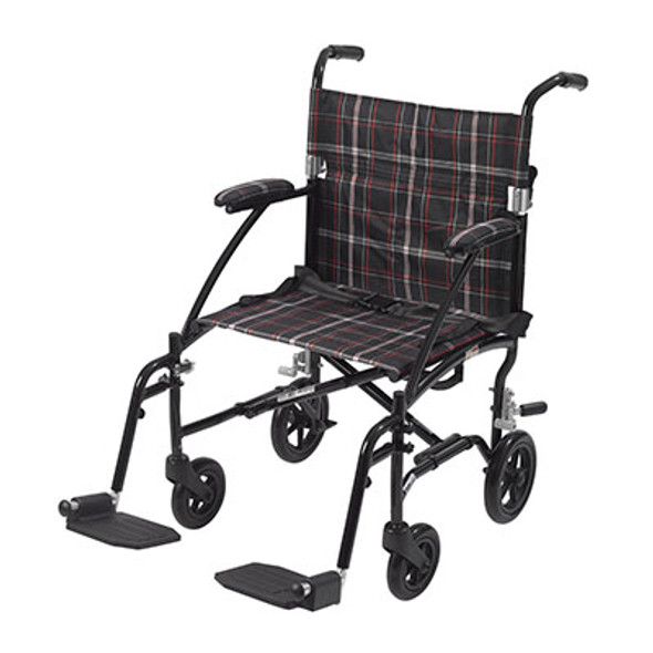 Drive, Fly Lite Ultra Lightweight Transport Wheelchair, Black