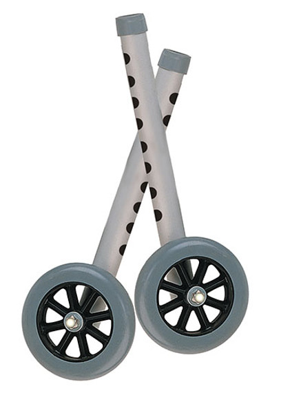 Drive, Walker Wheels with Two Sets of Rear Glides, for Use with Universal Walker, 5", Gray, 1 Pair