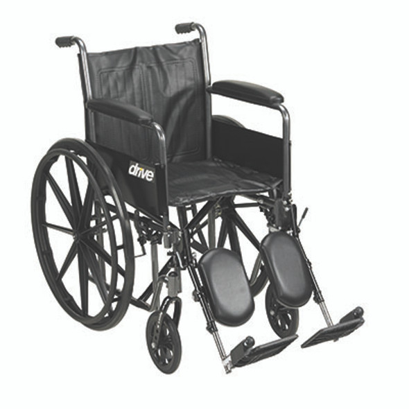 Drive, Silver Sport 2 Wheelchair, Detachable Full Arms, Elevating Leg Rests, 16" Seat