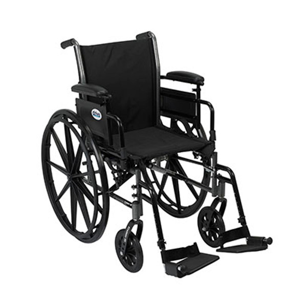 Drive, Cruiser III Light Weight Wheelchair with Flip Back Removable Arms, Adjustable Height Desk Arms, Swing away Footrests, 18"