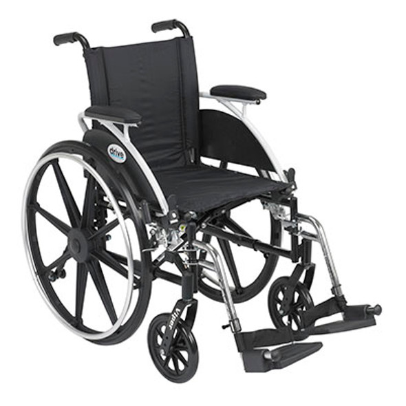 Drive, Viper Wheelchair with Flip Back Removable Arms, Desk Arms, Swing away Footrests, 14" Seat