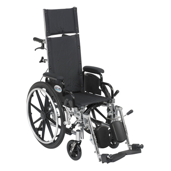 Drive, Viper Plus Light Weight Reclining Wheelchair with Elevating Leg Rests and Flip Back Detachable Arms, 12" Seat