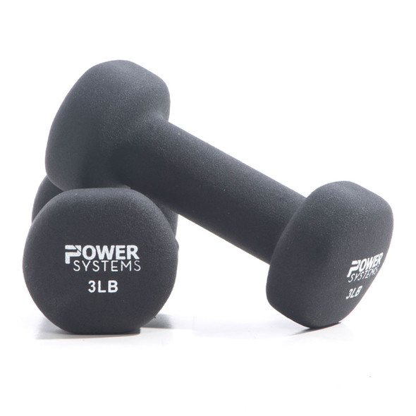 Premium Neoprene Coated Dumbbell, Black, Pair, 3 lb