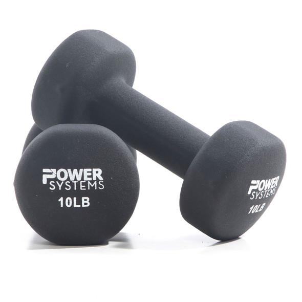 Premium Neoprene Coated Dumbbell, Black, Pair, 10 lb