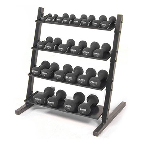 Neoprene Vinyl Horizontal  DB Rack w/Neoprene DB (Set 1-15 lb.) Prime