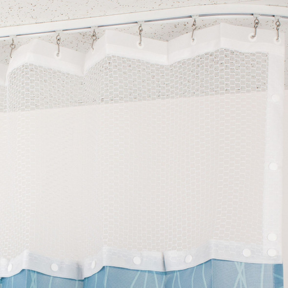 Snap Mesh Privacy Curtain Heading, 12" (for 8' Ceiling)