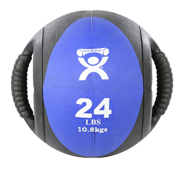 CanDo, Dual-Handle Medicine Ball, 9" Diameter, Blue, 24 lb.