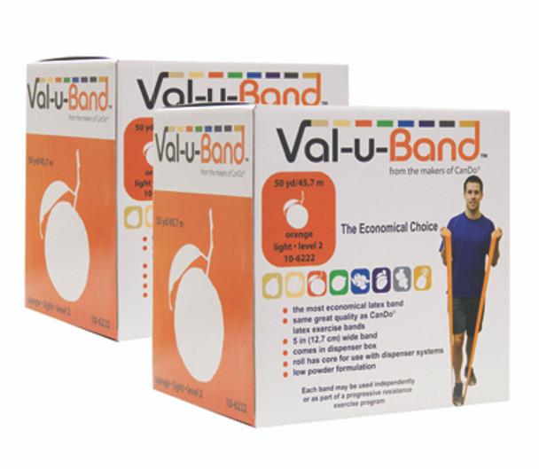 Val-u-Band Resistance Bands, Dispenser Roll, 100 Yds. (2 x 50 Yds.), Orange-Level 2/7, Contains Latex