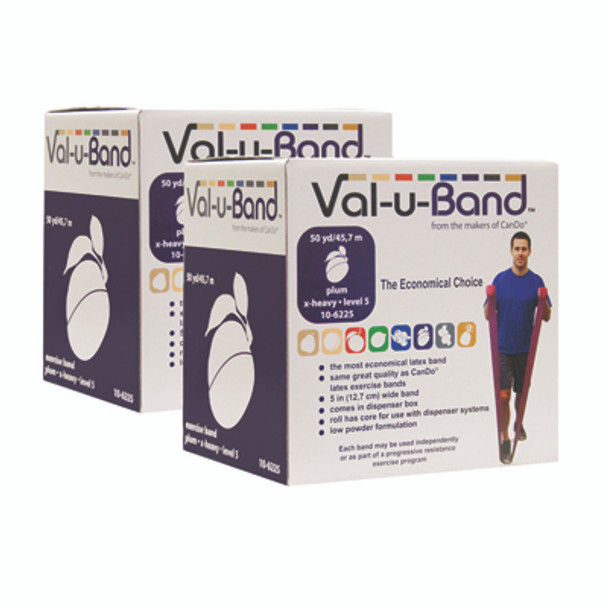 Val-u-Band Resistance Bands, Dispenser Roll, 100 Yds. (2 x 50 Yds.), Plum-Level 5/7, Contains Latex